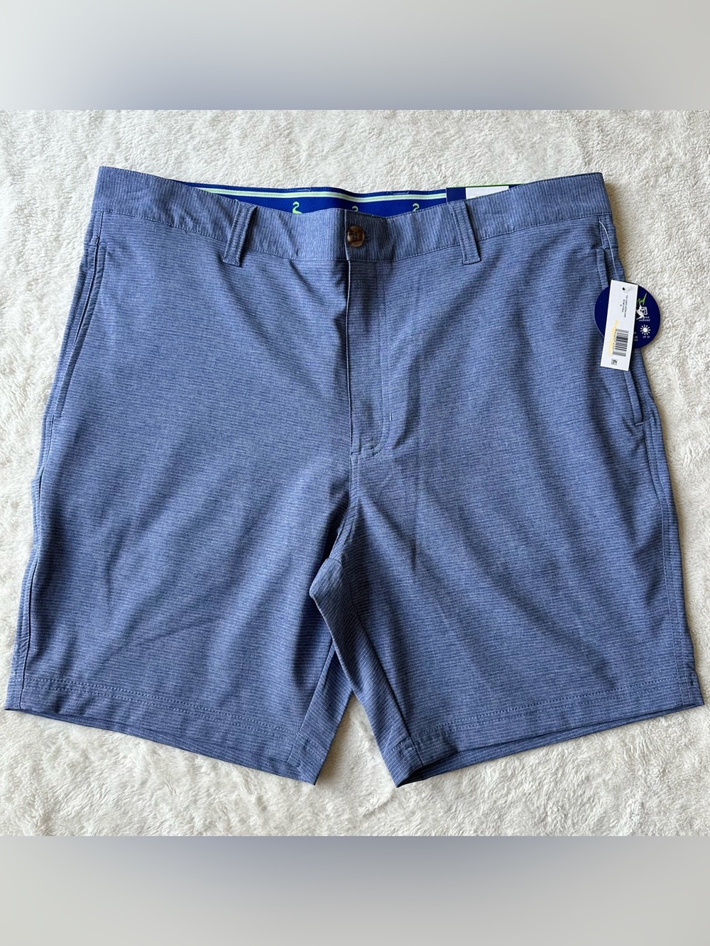 TailorBryd Men's Performance Navy Stripes Shorts sz 36 NWT Golf UPF30 Quick Dry